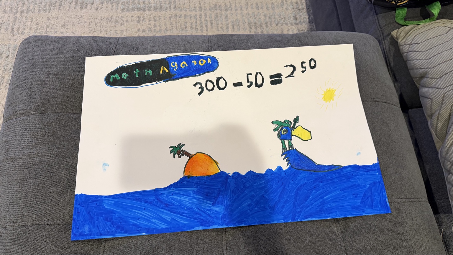 Original hand-drawn Math Agator character